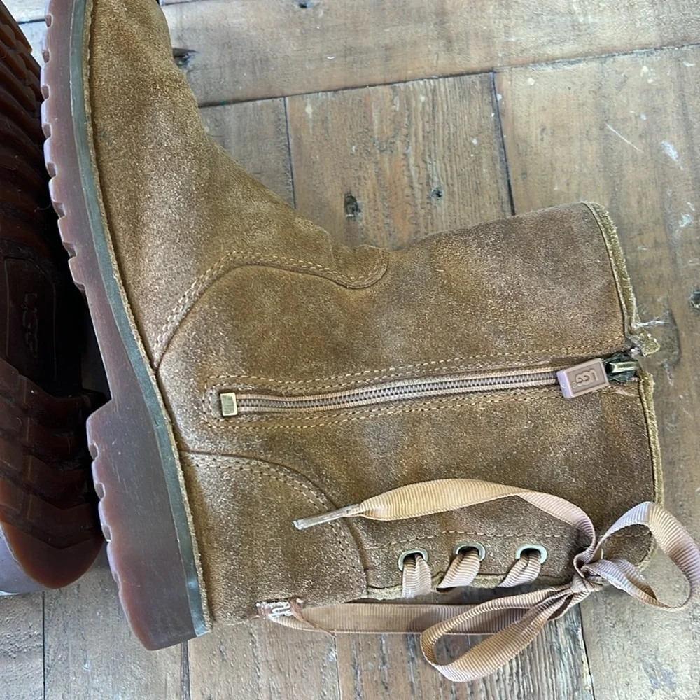 Ugg Corine chestnut suede tie back winter boots